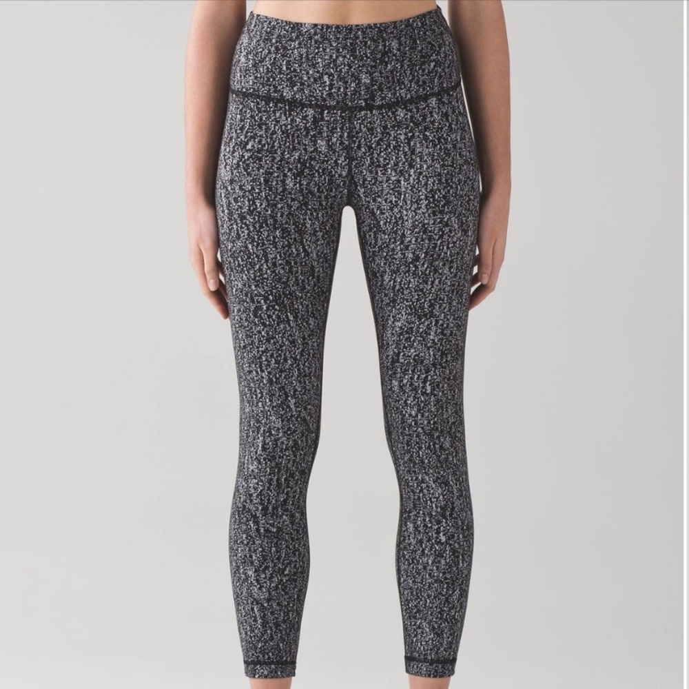 Lululemon High Times Pant Suited Jacquard Black White Luon Leggings Size 4